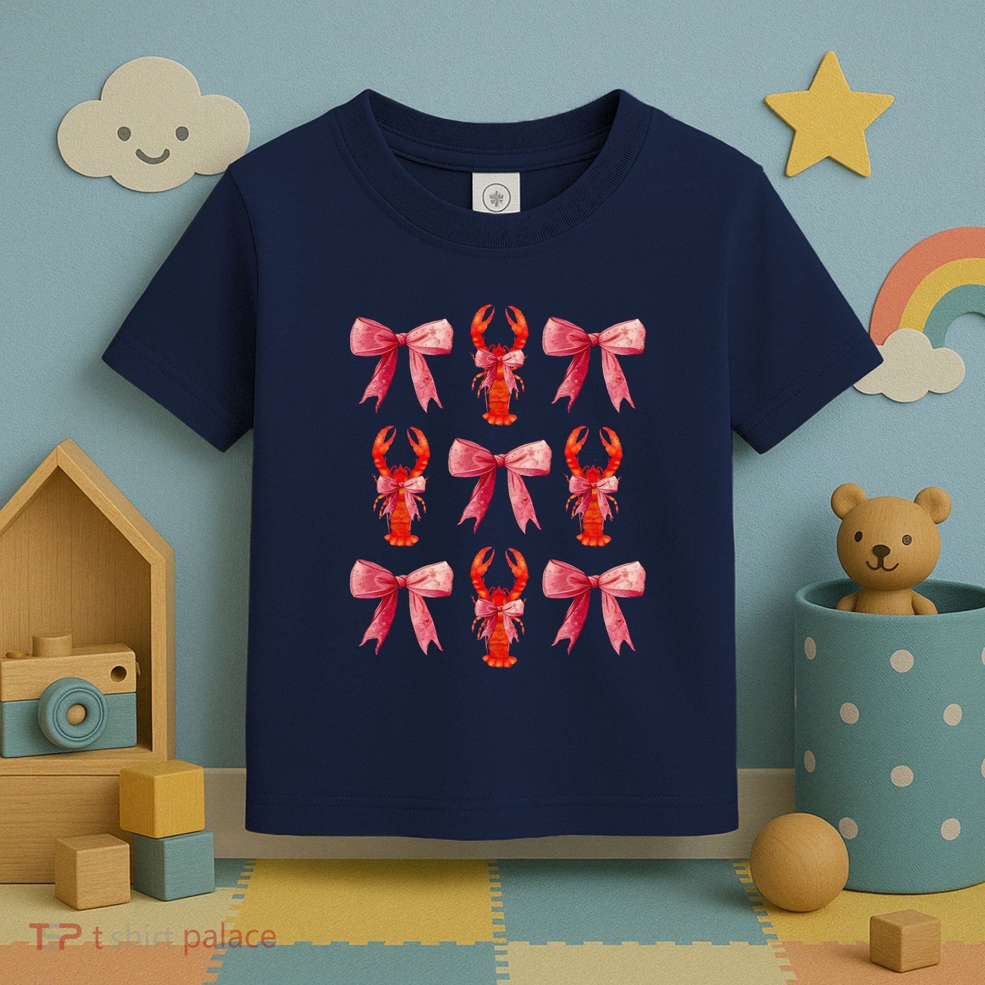 Bow Cute Coquette Crawfish Toddler T-Shirt