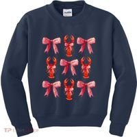 Bow Cute Coquette Crawfish Kids Sweatshirt thumb 0