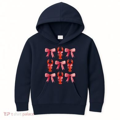Bow Cute Coquette Crawfish Kids Hoodie