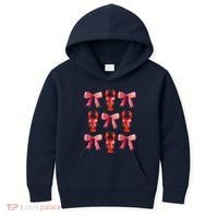 Bow Cute Coquette Crawfish Kids Hoodie thumb 0
