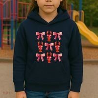 Bow Cute Coquette Crawfish Kids Hoodie thumb 3