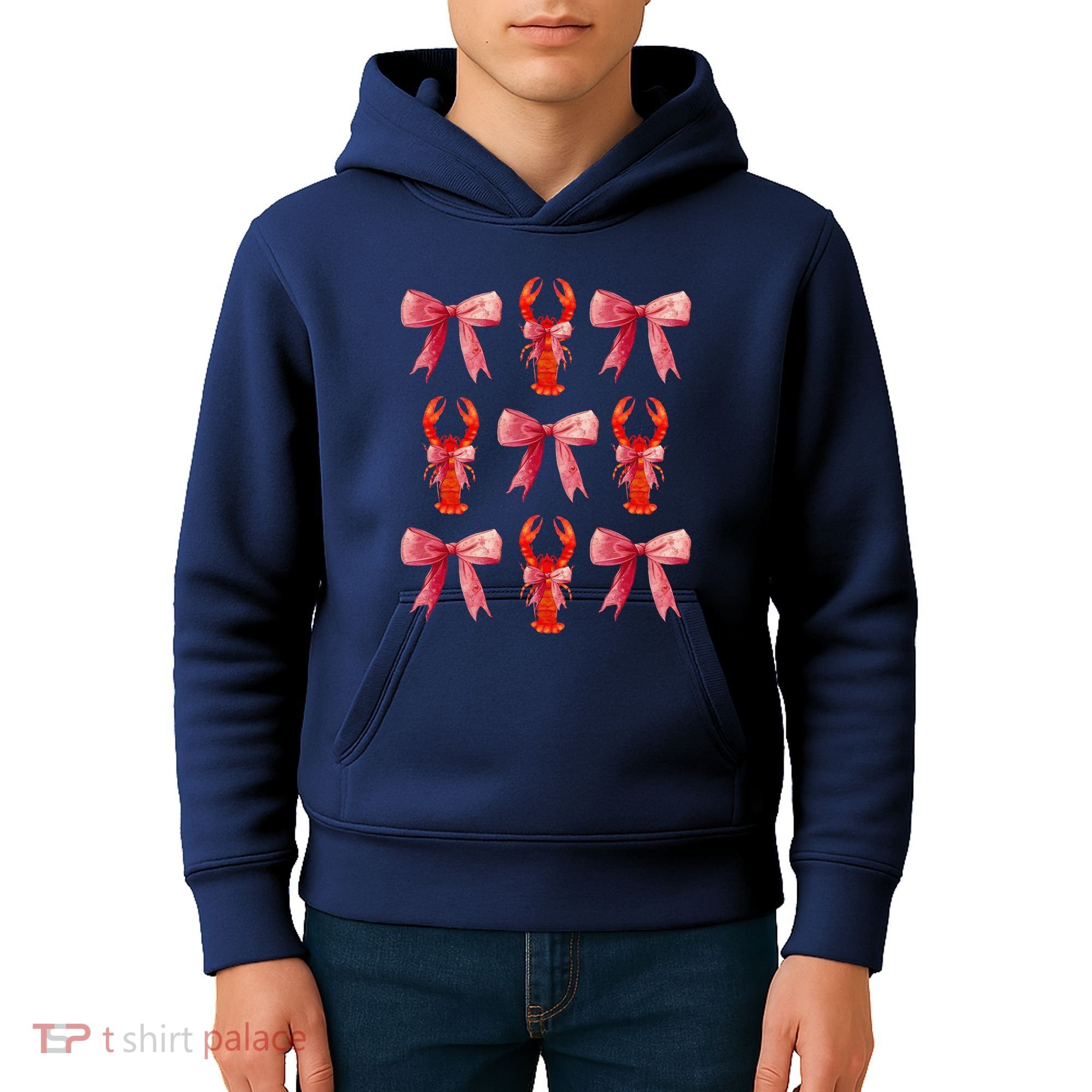 Bow Cute Coquette Crawfish Kids Hoodie