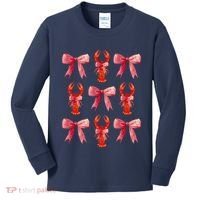 Bow Cute Coquette Crawfish Kids Long Sleeve Shirt thumb 0