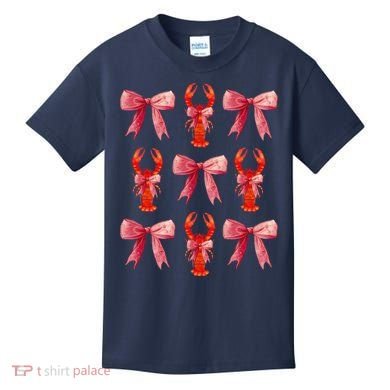 Bow Cute Coquette Crawfish Kids T-Shirt