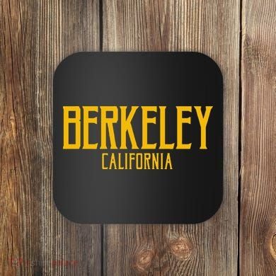 Berkeley California CA Vintage Text Amber Print Coaster