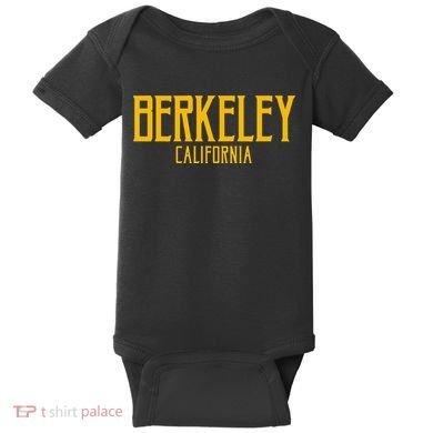 Berkeley California CA Vintage Text Amber Print Baby Bodysuit