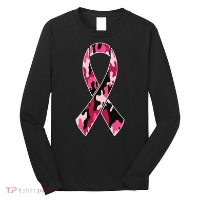 Beast Cancer Camo Ribbon Long Sleeve Shirt