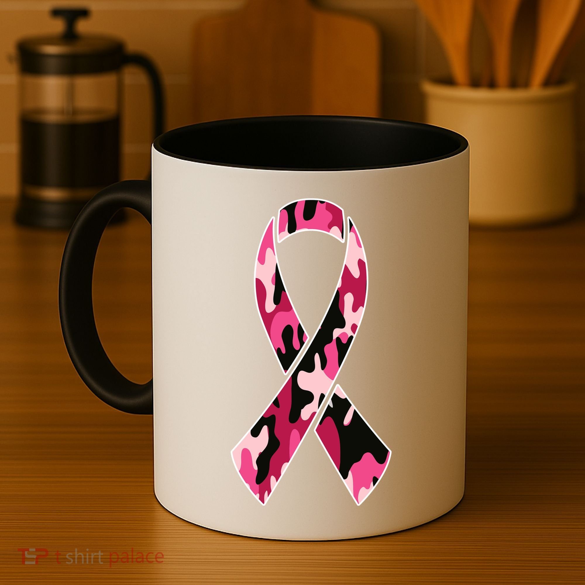 Beast Cancer Camo Ribbon Coffee Mug