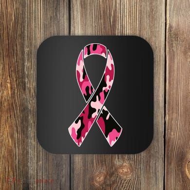 Beast Cancer Camo Ribbon Coaster