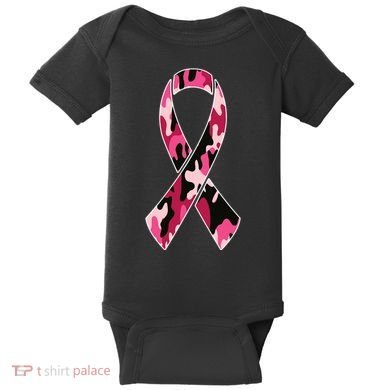 Beast Cancer Camo Ribbon Baby Bodysuit