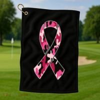 Beast Cancer Camo Ribbon Golf Towel thumb 1