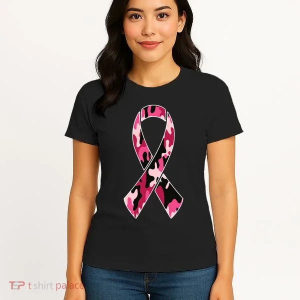 Beast Cancer Camo Ribbon Women's T-Shirt