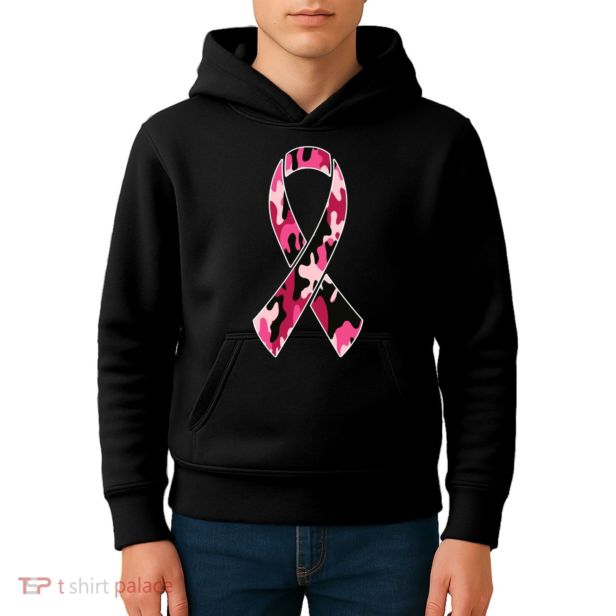Beast Cancer Camo Ribbon Kids Hoodie