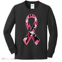 Beast Cancer Camo Ribbon Kids Long Sleeve Shirt thumb 0