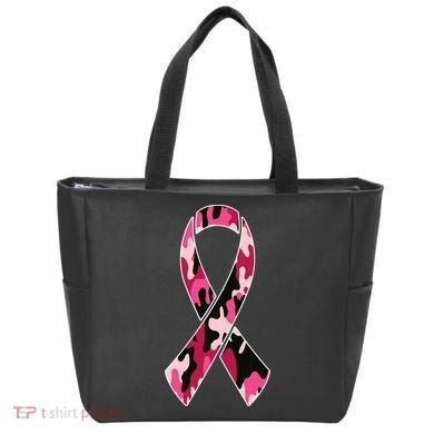 Beast Cancer Camo Ribbon Tote Bag