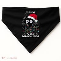 Black Cat christmas It's Fine I'm Fine Everything Is Fine USA-Made Doggie Bandana thumb 0