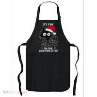 Black Cat christmas It's Fine I'm Fine Everything Is Fine Apron thumb 0