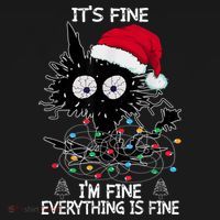 Black Cat christmas It's Fine I'm Fine Everything Is Fine Apron thumb 3