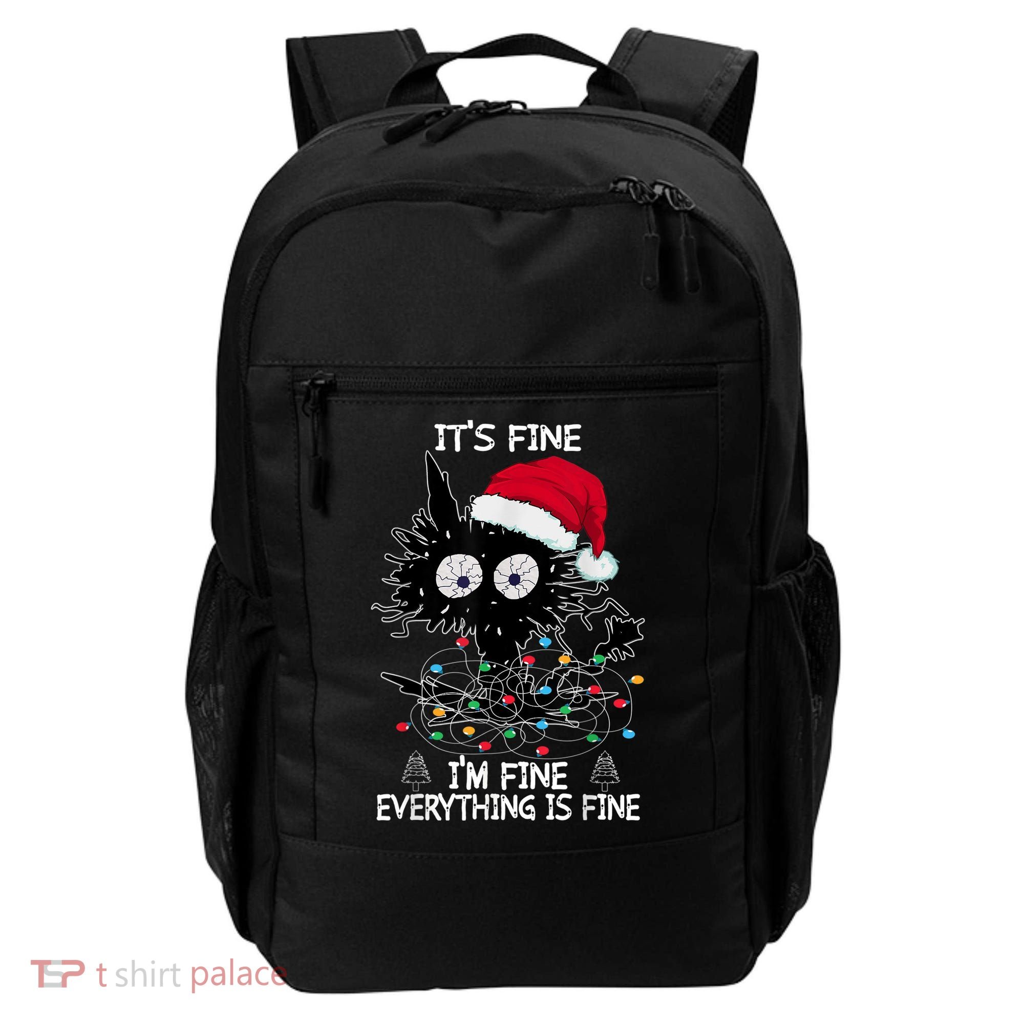 Black Cat christmas It's Fine I'm Fine Everything Is Fine Backpack