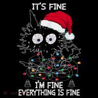Black Cat christmas It's Fine I'm Fine Everything Is Fine Women's Hoodie thumb 2