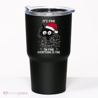 Black Cat christmas It's Fine I'm Fine Everything Is Fine Tumbler thumb 0