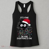 Black Cat christmas It's Fine I'm Fine Everything Is Fine Women's Tank Top thumb 3