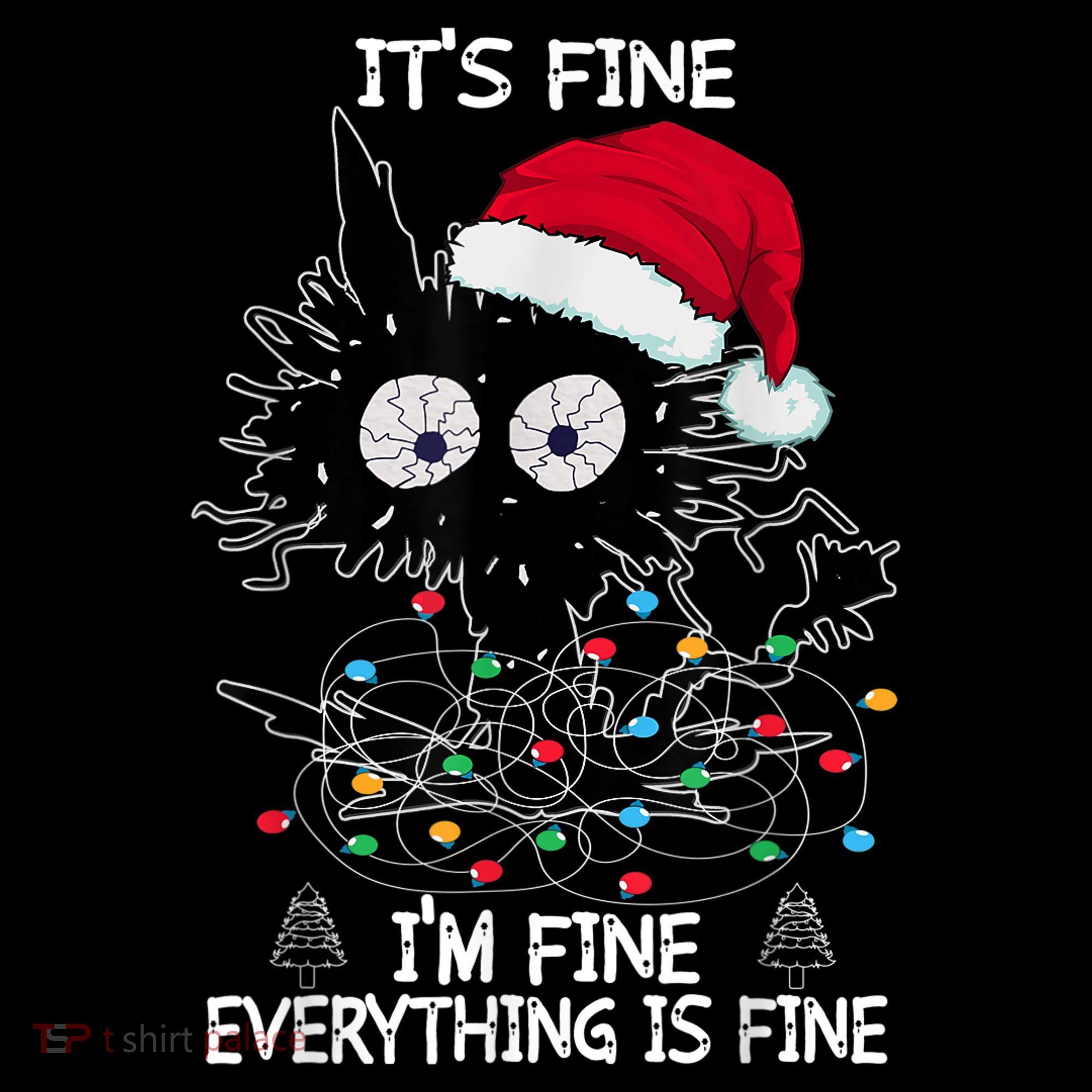 Black Cat christmas It's Fine I'm Fine Everything Is Fine Women's Tank Top