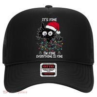 Black Cat christmas It's Fine I'm Fine Everything Is Fine Hat thumb 0