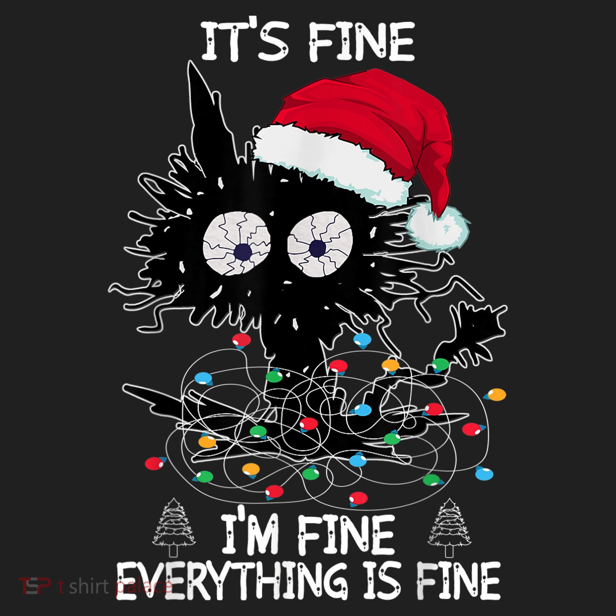 Black Cat christmas It's Fine I'm Fine Everything Is Fine Hat