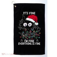 Black Cat christmas It's Fine I'm Fine Everything Is Fine Golf Towel thumb 0