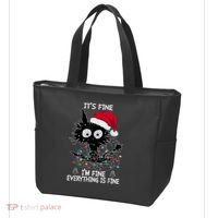 Black Cat christmas It's Fine I'm Fine Everything Is Fine Tote Bag thumb 3