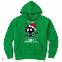 Black Cat christmas It's Fine I'm Fine Everything Is Fine Hoodie thumb 0