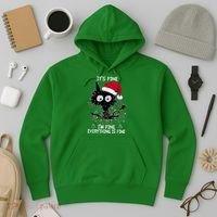 Black Cat christmas It's Fine I'm Fine Everything Is Fine Hoodie thumb 3