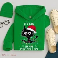 Black Cat christmas It's Fine I'm Fine Everything Is Fine Hoodie thumb 4