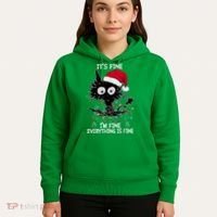 Black Cat christmas It's Fine I'm Fine Everything Is Fine Hoodie thumb 5