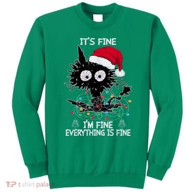 Black Cat christmas It's Fine I'm Fine Everything Is Fine Sweatshirt