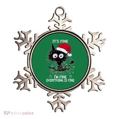 Black Cat christmas It's Fine I'm Fine Everything Is Fine Ornament