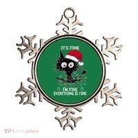 Black Cat christmas It's Fine I'm Fine Everything Is Fine Ornament thumb 0