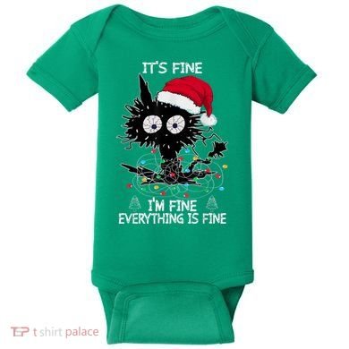 Black Cat christmas It's Fine I'm Fine Everything Is Fine Baby Bodysuit