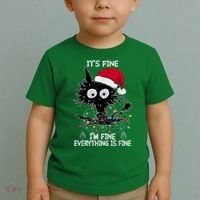 Black Cat christmas It's Fine I'm Fine Everything Is Fine Toddler T-Shirt thumb 2
