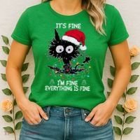 Black Cat christmas It's Fine I'm Fine Everything Is Fine Women's T-Shirt thumb 2