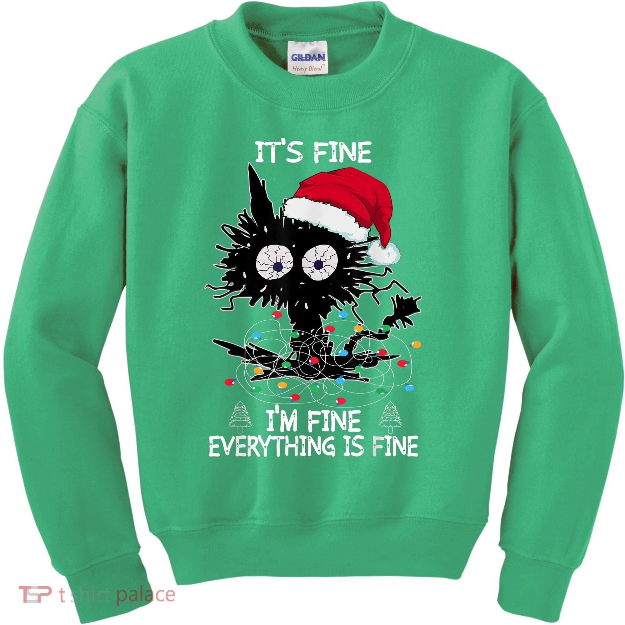 Black Cat christmas It's Fine I'm Fine Everything Is Fine Kids Sweatshirt