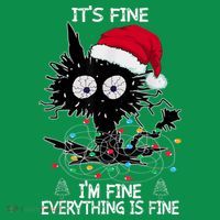 Black Cat christmas It's Fine I'm Fine Everything Is Fine Kids Sweatshirt thumb 2