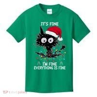 Black Cat christmas It's Fine I'm Fine Everything Is Fine Kids T-Shirt thumb 0