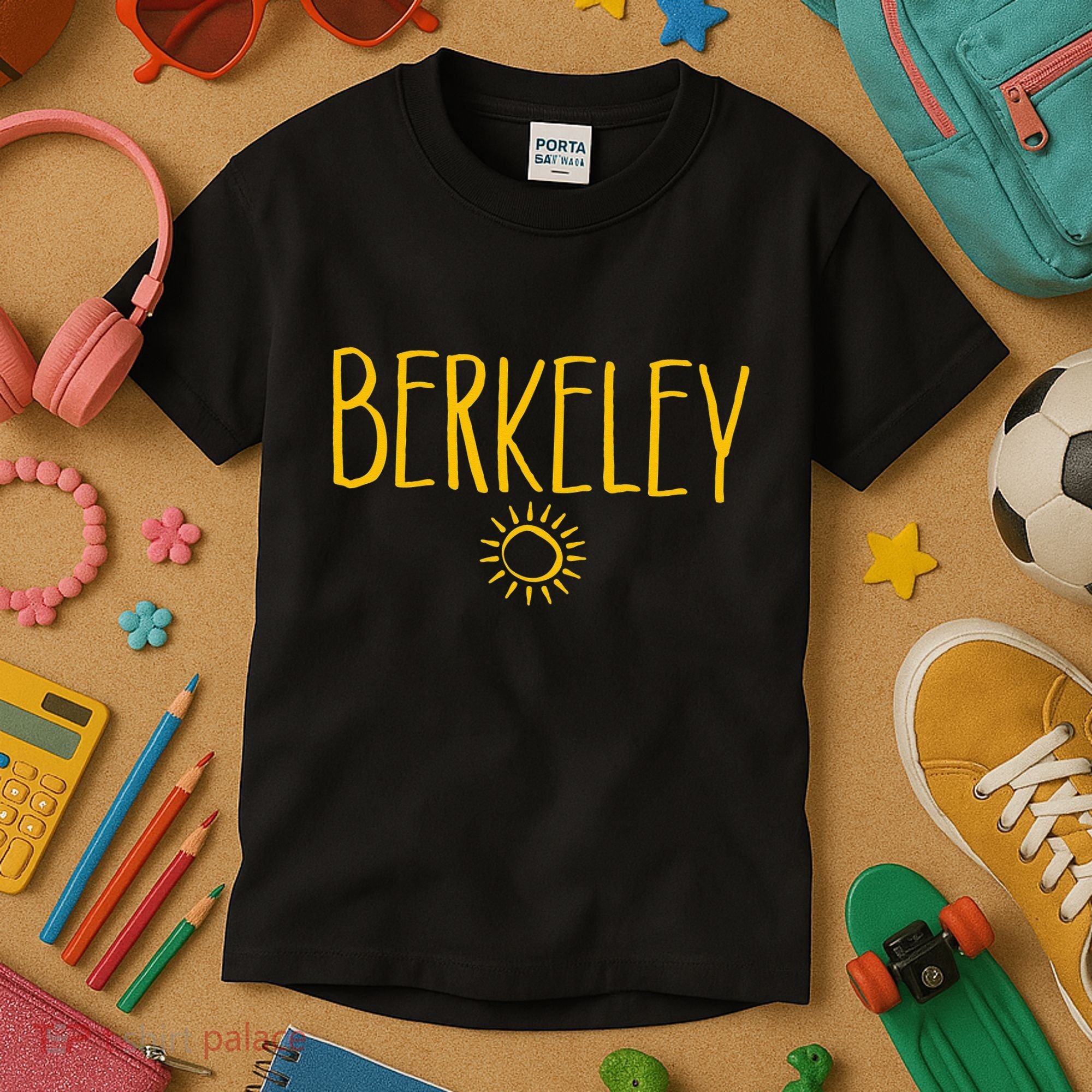 Berkeley California CA Sun Drawing Amber   Kids T-Shirt