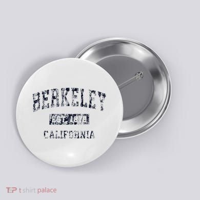 Berkeley California CA Vintage Sports Design Navy Print  Button