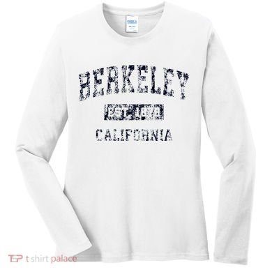 Berkeley California CA Vintage Sports Design Navy Print  Women's Long Sleeve Shirt