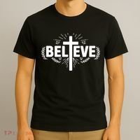 Believe Cross Christian Jesus Christ Christians T-Shirt thumb 3