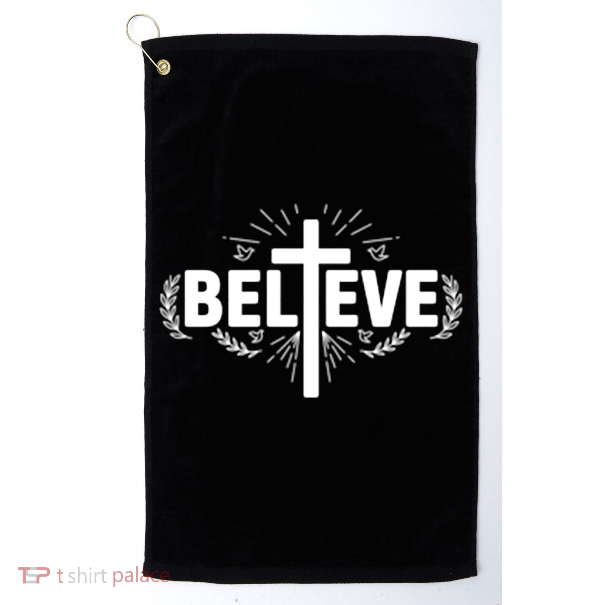 Believe Cross Christian Jesus Christ Christians Golf Towel
