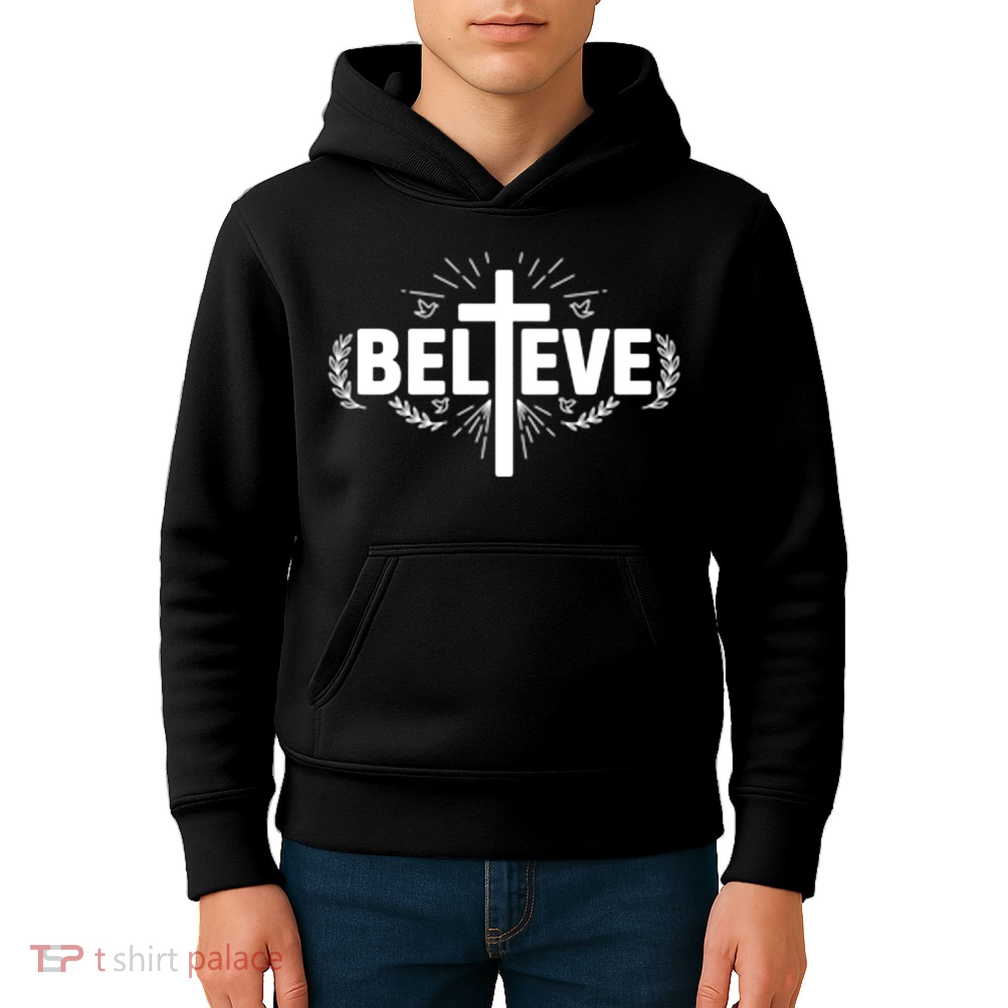 Believe Cross Christian Jesus Christ Christians Kids Hoodie